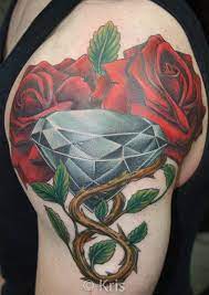 Roses And Diamond Tattoo Diamond Tattoos Flesh Tattoo Tattoos