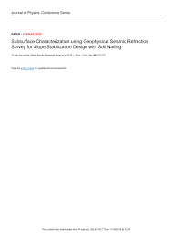 Malaysian marine and heavy engineering sdn bhd. Pdf Subsurface Characterization Using Geophysical Seismic Refraction Survey For Slope Stabilization Design With Soil Nailing