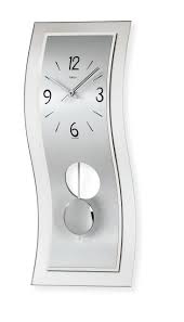 Antique harvest oak brown pendulum wall clock. 60cm Silver Curved Glass Pendulum Wall Clock With Aluminium Inlay By Ams Clocks Clock Shop