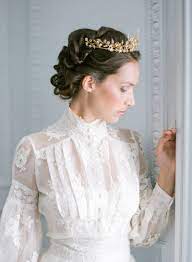 19th Century French Wedding Inspiration At Chateau De Montgobert France Wedding Inspira Edwardian Wedding High Neck Lace Wedding Dress Wedding Dress Necklace