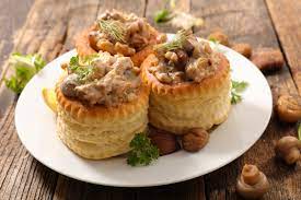 Puff Pastry Stuffled With Cream Chicken And Mushroom Filling