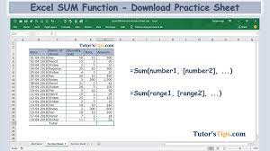 Excel Sum Formula Download Practice Sheet Tutor S Tips
