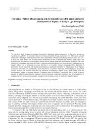 Pdf The Social Problem Of Kidnapping And Its Implications On The Socio Economic Development Of Nigeria A Study Of Uyo Metropolis