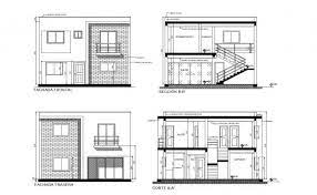 This traditional house concept is 11 meters by 7.5 meters footprint 2 bedrooms. 2 Storey House With Elevation And Section In Autocad Two Story House Design 2bhk House Plan Architectural House Plans