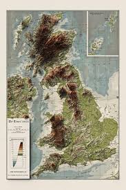 United Kingdom Map Vintage Map Stylized With Digital Etsy Vintage Map Relief Map Amazing Maps