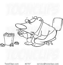 Cartoon Black And White Line Drawing Of A Bored Business Bear Tossing Crumpled Paper In The Trash 2797 By Ron Leishman Photographer designer film maker writer hit me up : cartoon black and white line drawing of