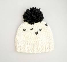 Simple Big Pom Toddler Hat Knit Black And White Poms Toddler Hat Pattern Knitting Hat Knitting Patterns
