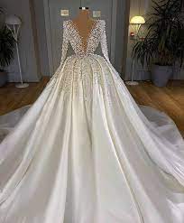 2020 White Satin Turkish Wedding Dresses Dubai Arabic Long Sleeve Bridal Gowns Beaded Crystal Bride Dress Middle East From Freedomlife 249 25 Dhgate Com In 2021 Turkish Wedding Dress Long Sleeve Bridal
