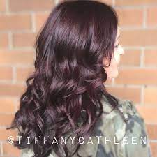Beautiful Rich Violet Brown Hair Created With Matrix Colorsync And Curled Lilac Hair Matrix Hair Color How To Bayalage Hair
