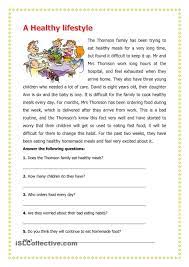 A Healthy Lifestyle Reading Comprehension Worksheets Reading Worksheets Comprehension Worksheets