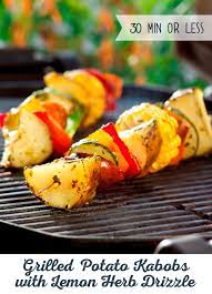 Potato Recipes Grilled Potato Kabobs With Lemon Herb Drizzle Recipe Potato Kabobs Grilled Potatoes Recipes