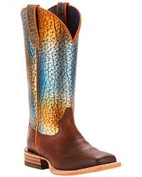 Ariat Women S Brown Gringa Rainbow Fish Print Boots Square Toe In 2020 Cowgirl Boots Boots Leather Cowboy Boots