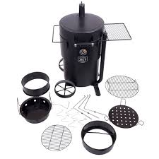 Its movable cooking grate and additional meat hangers let you create your ideal setup, then the unique airflow control system works with the sealed lid to lock in smoky deliciousness for hours. Buy Oklahoma Joe S Bronco Charcoal Barrel Drum Smoker Black Online In Poland 367135589