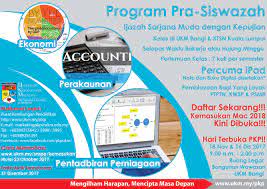 Program yang ditawarkan adalah secara sepenuh masa atau separuh masa dalam pengajian berikut: Pengambilan Februari 2018 Kini Dibuka Sepenuh Masa Separuh Masa Laman Web Pusat Kembangan Pendidikan