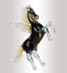 Murano glass rearing horse gold 14 ht. Murano Glass Amber Black Gold Horse With Wings Murano Glass Murano Glass Gifts Co