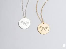 Pinky Promise Necklace Initial Disc Necklaces For Bridesmaids Promise Necklace Sterling Silver Jewelry Handmade Diamond Cross Necklaces