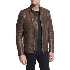 Tom Ford Leather Caf Biker Jacket 6 355 Liked On Polyvore Featuring Men S Fashion Men S Clothing Me Jackets Men Fashion Brown Jacket Men Leather Jacket