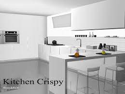 Modern Kitchen In Crispy White And With A Focus On Small Decor Objects The Decor Objects Comes In White Blac Modern Kitchen Set Modern Kitchen Sims 4 Kitchen