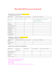 Printable Monthly Bill Payment Schedule And Checklist