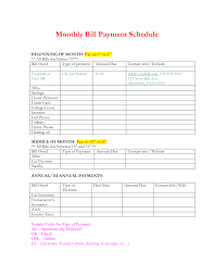 printable monthly bill payment schedule and checklist