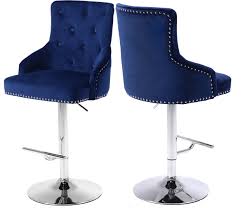 Meridian Claude Navy Velvet Adjustable Stool Reviews Goedekers Com Adjustable Bar Stools Bar Stools Adjustable Stool