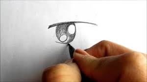 Begin drawing the male anime eye by drawing a thick line for the upper eye. How To Draw Anime Boy Eyes