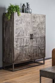 Meuble Buffet Haut En Bois Grise 2 Portes Style Contemporain Buffet Haut Meuble Contemporain Mobilier De Salon