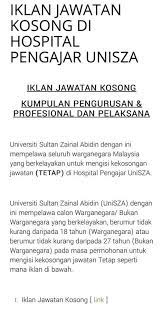 Jawatan kosong kpj kajang specialist hospital terkini bulan november 2014. Fakulti Sains Kesihatan Universiti Sultan Zainal Abidin Facebook