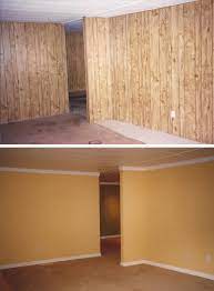 Installation of resilient furring channel to steel or wood. Don T Remove Wood Panels Prime Drywall Mud Paint Harkensweat Sweatequity Paneling Makeover Manufactured Home Remodel Wood Paneling Makeover