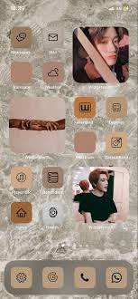 Ateez Aesthetic Beige Ios14 Layout Ideas Iphone Organization Homescreen Layout