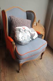 100% polyester cushions are available in dark gray, light gray, orange, and green to personalize your dining room or kitchen. Linen Orange Wool Upholstered Armchair Upholstered Bedroom Chair Vintage Dining Chairs Furniture Upholstery
