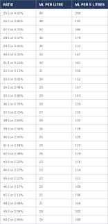 64 Precise Two Stroke Fuel Mixture Chart