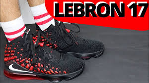 • zoom air® technology in the forefoot provides responsive springiness on the court. Nike Lebron 17 Black University Red White On Foot Youtube