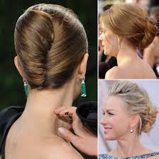It is created by gathering the hair in one hand and twisting the hair upwards until it turns in on itself against the head. The Updated French Twist The 12 Hottest Beauty Trends From Oscars Night Popsugar Beauty Photo 8