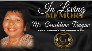 Celebration of Life for Mrs. Geraldine Teague