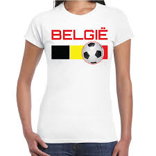 Belgische fans snappen niets van opstelling tegen kroatië: Belgie Voetbal Landen T Shirt Wit Dames Partyshopper Landen Decoratie Winkel