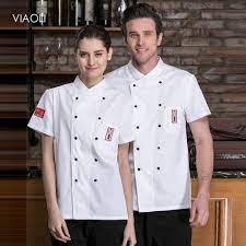 Wholesale Short Sleeve Chef Work Shirt Double Breasted Restaurant Kitchen Chef Cook Jacket Catering In 2020 Chef Uniform Work Shirts Work Outfit