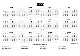 These templates are suitable for a great variety of uses: Free Printable 2022 Calendar With Holidays 6 Templates Yearly Calendar Template Calendar With Week Numbers Printable Calendar