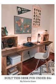 Build A Wood Crate Desk For Under 80 See How This Diyer Did It In One Afternoon And You Can Follow Her Plan Too Wooden Crates Desk Crate Desk Diy Wood Desk