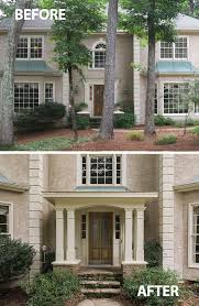 Stucco Home With New Portico In 2020 House Front Porch Stucco Homes Portico