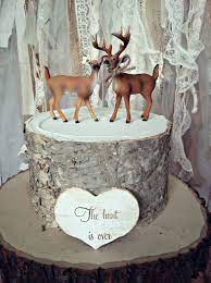 Deer Hunter Bride Groom Wedding Cake Topper Camouflage Country Rustic Woodland Buck Doe Deer Lover Hunting Fishing Woods Deer Wedding Mr Mrs Wedding Cake Toppers Groom Wedding Cakes Deer Wedding