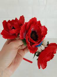 Red Poppy Headband Flower Headbands For Women Bridal Etsy Red Flower Crown Flower Crown Wedding Bridesmaid Hair Flowers