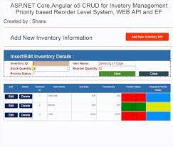 Inventory management system project in vb.net, implemented in visual basic, with source code, project report and documentation. Angular5 Asp Net Core Crud For Inventory Management Using Ef And Web Api Codeproject