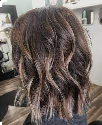 Ash Brown Bayalage Lob Haircut Hair Styles Short Hair Balayage Balayage Hair