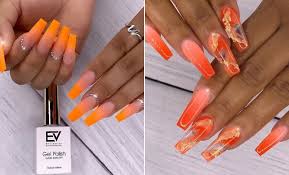 This long, tapered shape with a flat top — a.k.a. 21 Neon Orange Nails And Ideas For Summer Stayglam