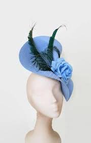 Light Blue Fascinator Kentucky Derby Hat Pale Blue Peacock Feather Fascinator Blue Flower Wedding Hats Peacock Hat Races Hats For Women In 2021 Blue Fascinator Fascinator Feather Fascinators