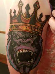 Conor mcgregor chest tattoo waterproof aesthetic vinyl decal,macgregor's madness gorilla with a crown sticker,mma,ufc,fighter,sports sticker. Tattoo Uploaded By Mitchell Borrego O Callaghan King Kong Illustration Piece Gorilla King Crown Kingkong 590609 Tattoodo