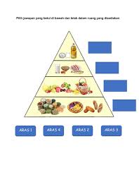 Makanlah makanan di aras ini dengan banyak, dan pelbagaikan pilihan di dalam setiap hidangan. Piramid Makanan Interactive Worksheet