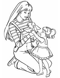 Disegno Di Barbie Ed Il Coniglio Da Colorare Per Bambini