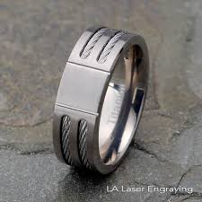 Titanium Wedding Band Stainless Steel Wrap Inlay Brushed Etsy Titanium Rings For Men Rings For Men Titanium Wedding Band